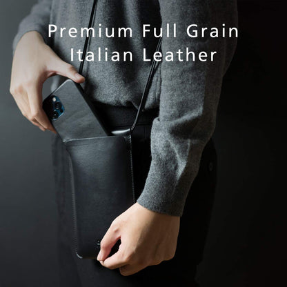 alto Leather Phone Purse Case, Italian Leather Crossbody Cellphone Bag with Card Holder, Pocket, Shoulder Strap, for Men and Women, fits iPhones and Android Phones up to 6.8 inches (Forest Green)