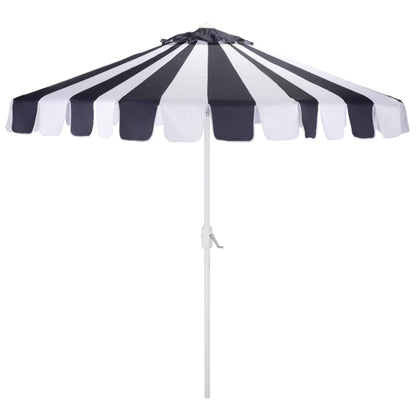 SAFAVIEH Outdoor Patio Furniture Collection – Meze 9 Ft Crank Patio Umbrella, Navy Stripe & White Pole, Market Umbrella with Crank Lift (PAT8023B)