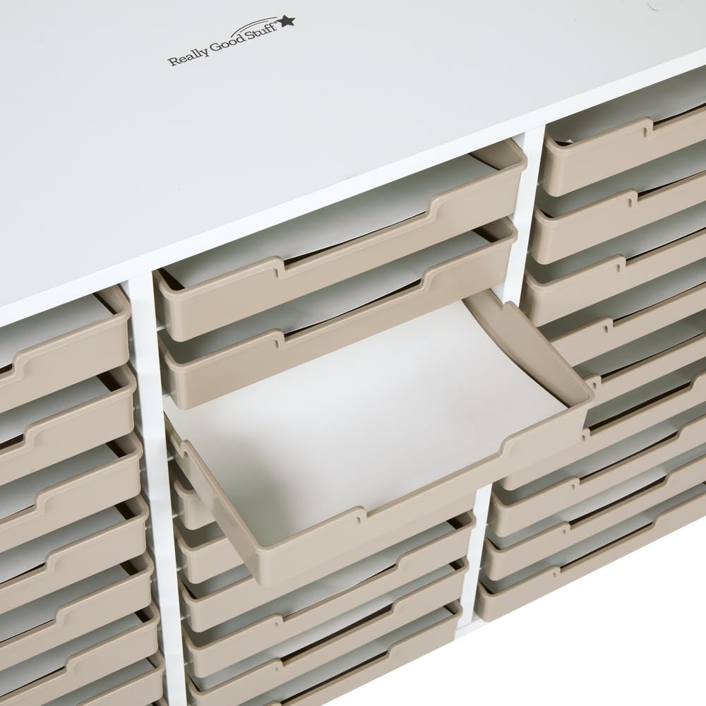 Really Good Stuff White 27-Slot Mail Center with Tan Trays