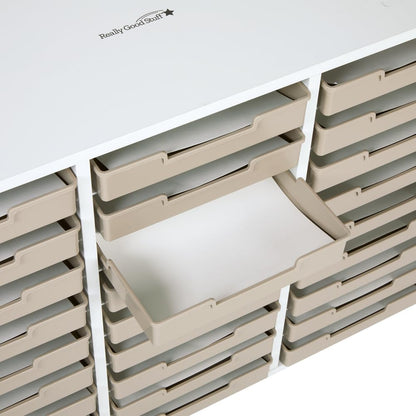 Really Good Stuff White 27-Slot Mail Center with Tan Trays