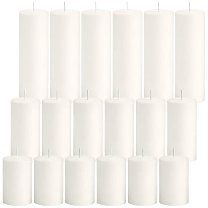 SDBALLBZ 18 Pcs Ivory Pillar Candles Bulk Set, 2x3” 2x4” 2x6” Paraffin Hurricane Candles, Unscented Dripless Smokeless, Long Burning for Party Wedding Events Home Decor