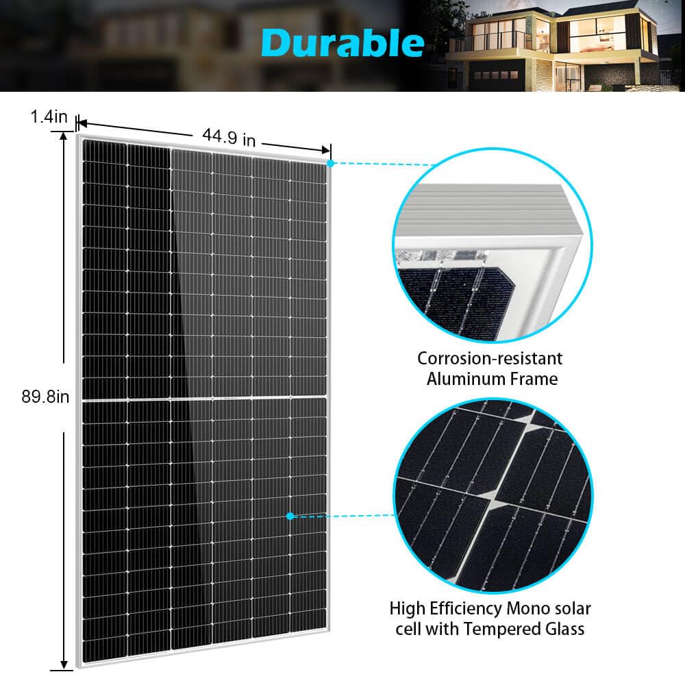 SUNGOLDPOWER 14PCS 550W Solar Panel,UL61730,18BB Monocrystalline Grade A Cell,Rigid,High Efficiency,IP68，charging 12V/24V/48V Battery on Rooftop,Yard,Marine,on/off Grid system CEC listed (Total 7700W)