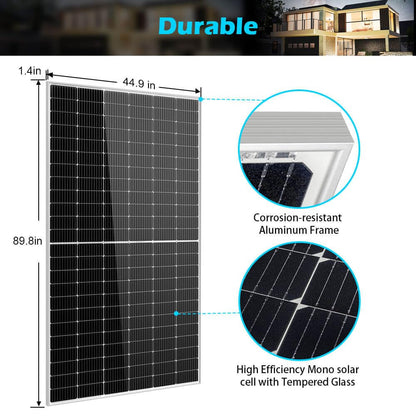 SUNGOLDPOWER 14PCS 550W Solar Panel,UL61730,18BB Monocrystalline Grade A Cell,Rigid,High Efficiency,IP68，charging 12V/24V/48V Battery on Rooftop,Yard,Marine,on/off Grid system CEC listed (Total 7700W)