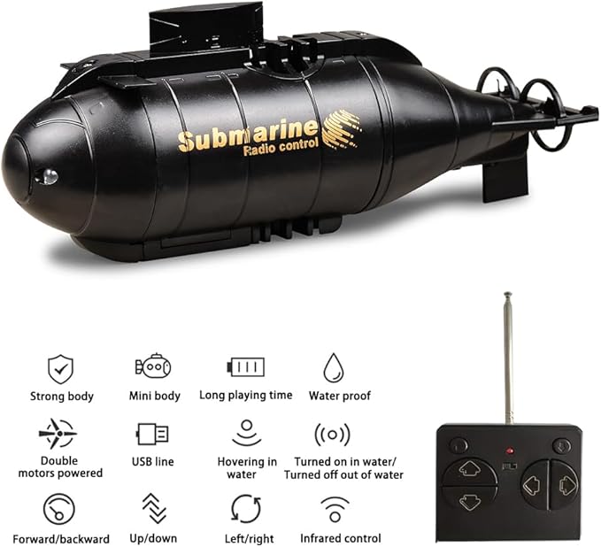 YEIBOBO ! 6 Channels Mini RC Submarine Toy (Black)