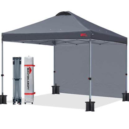 MASTERCANOPY Durable Pop-up Canopy Tent with 1 Sidewall (8'x8',Dark Grey)