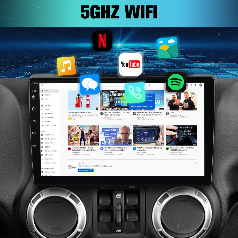 AWESAFE Car Stereo Radio for Jeep Wrangler JK Compass Grand Cherokee Dodge Ram 1500 with GPS FM Bluetooth CarPlay and Android Auto