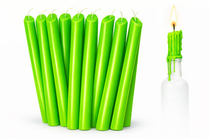 Funny Guy Mugs Drip Candles – 24 Pack Green Dripping Wax Candles, 6.5” Unscented Tapers for Bottle Drip Décor & Statement Centerpiece