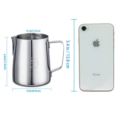 Milk Frothing Pitcher 20oz,Espresso Steaming Pitchers 600ml,Espresso Machine Accessories,Milk Frother cup 20 Oz, Coffee Cappuccino Latte Art,Stainless Steel Jug Cup with Decorating Art Pen