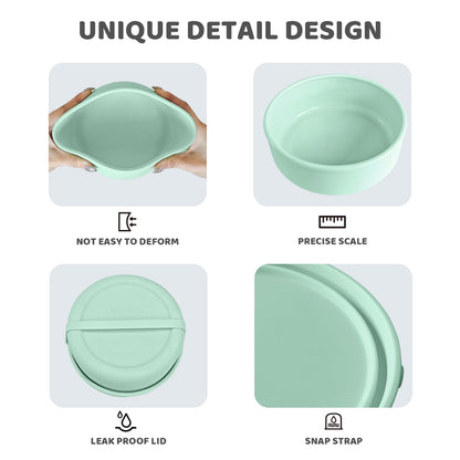 DGitaor Silicone Food Storage Containers Bowl, Set of 3 Reusable Silicone Bento Lunch Box Containers with Lids (17oz, 25oz, 42oz) Dishwasher, Microwave and Freezer Safe Mint Green