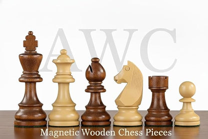 Personalized Wooden Chess Set | Magnetic Folding Travel Board with Storage Box &amp 2 Extra Queens (14 inch x 14 inch)