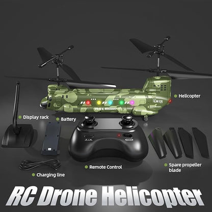 OBEST LM19-D Chinook RC HelicopterRemote Control Military Helicopter with CameraTwin-propeller with Altitude HoldOne Key take Off/LandingArmy RC Toys and Military Fans