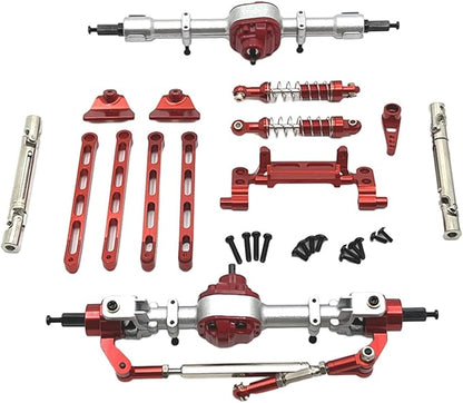 RC Car Upgrade Parts Front and Rear Assembly Kits Metal for MN82 LC79 MN78 1/12 Scale RC Hobby Car Red 15x20x5cm