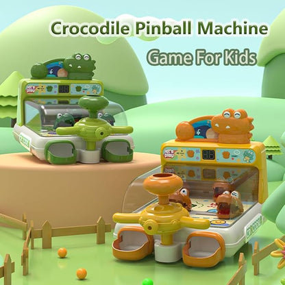 Dinosaur Crocodile Pinball Machine Board Kids Games Interactive Electronic Toys for Toddler Board Games Ages 3-5 Year Old Boy Birthday GiftBaby Toy for Early Learning (Green) ﻿