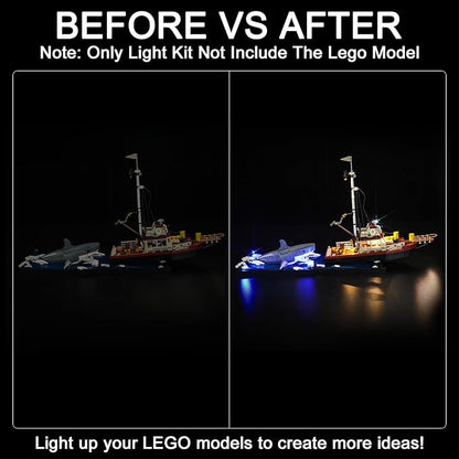 Upgraded Led Light Kit Compatible with Lego Ideas Jaws Building Set RC Version Compatible with Lego 21350 (Model Not Included)