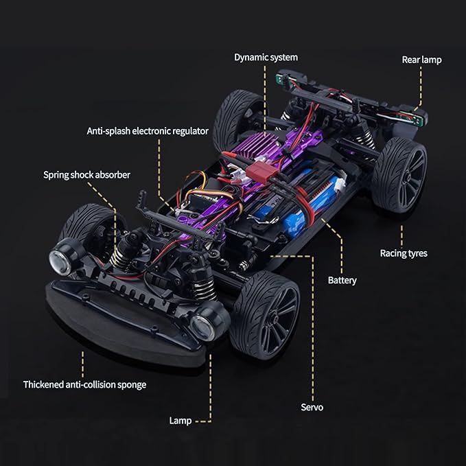 GoolRC RC Drift Car 1:16 Scale 4WD 35KM/H High Speed Remote Control Cars Full Proportional RTR 2.4GHz RC Racing Car with LED Lights Drifting Tire Racing Sport Toy Car for Teens and Adults