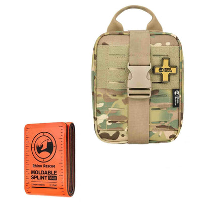 RHINO RESCUE Bundle-IFAK Trauma Kit with C-A-T Tourniquet, Tactical First Aid Kit Molle Pouch for Military+First Aid Splint 36" X 4.3" Orange-Gray