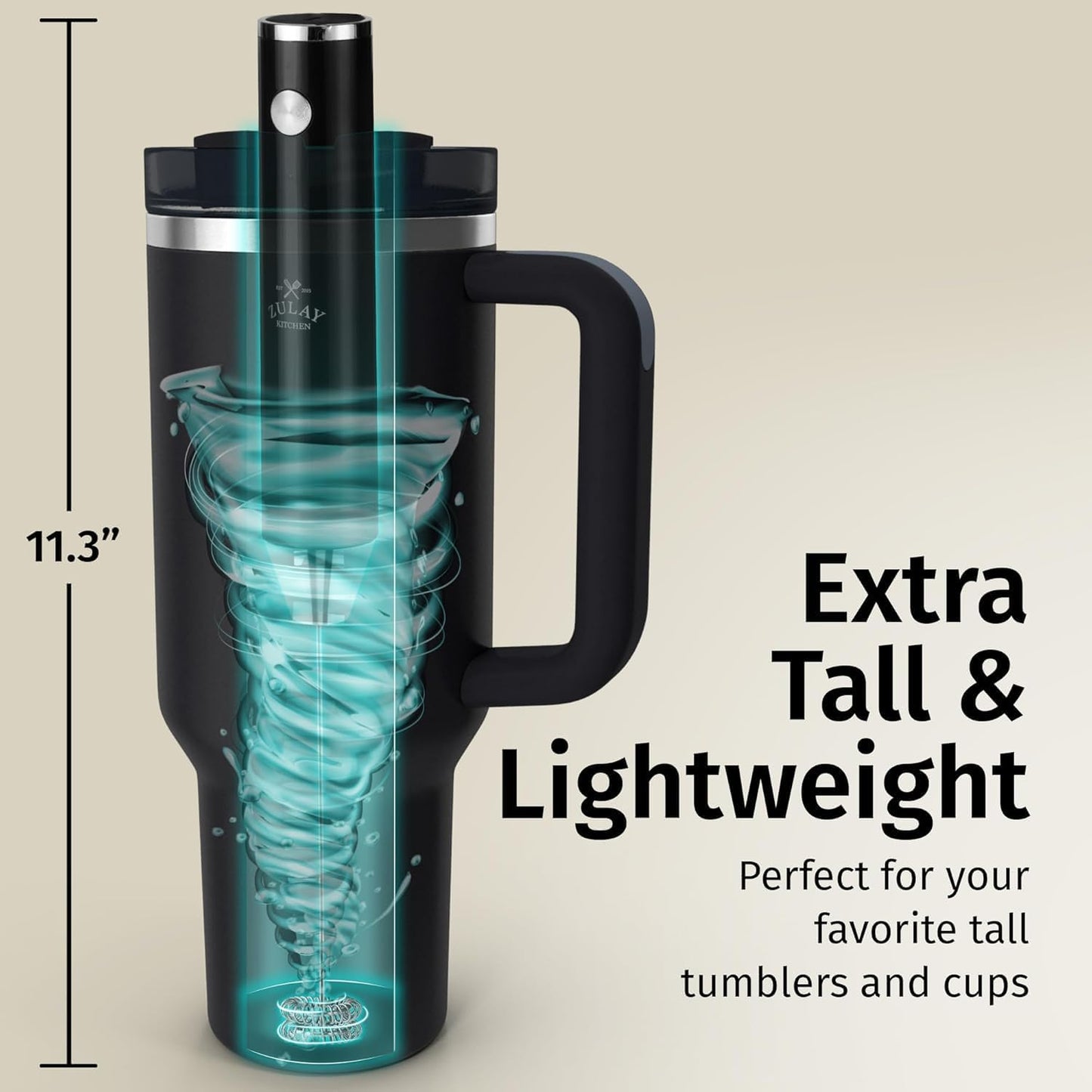 Zulay Kitchen Rechargeable Milk Frother - Powerful 2-Speed Motor, 2000mAh Battery | Silver Drink Mixer for Lattes & Cappuccinos