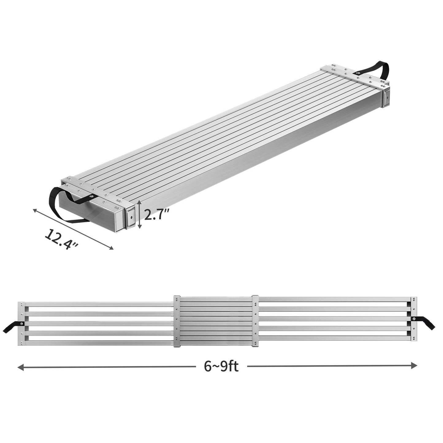 YITAHOME 6-9ft Telescoping Plank, Aluminum Work Plank,Aluminum Extension Plank 440lbs Capacity, Aluminum Scaffolding Plank with Skid-Proof Platform Scaffold Ladder Accessory