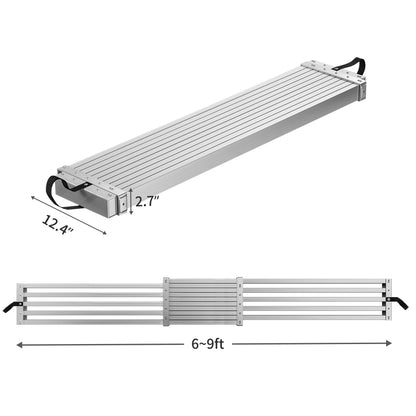 YITAHOME 6-9ft Telescoping Plank, Aluminum Work Plank,Aluminum Extension Plank 440lbs Capacity, Aluminum Scaffolding Plank with Skid-Proof Platform Scaffold Ladder Accessory