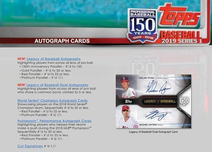 Topps 2019 Baseball Series 1 Trading Cards Relic Value Box (Retail Edition)