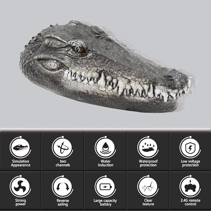GoolRC Flytec V005 RC Boat 2.4G Remote Control Electric Racing Boat for Pools with Simulation Crocodile Head Spoof Toy