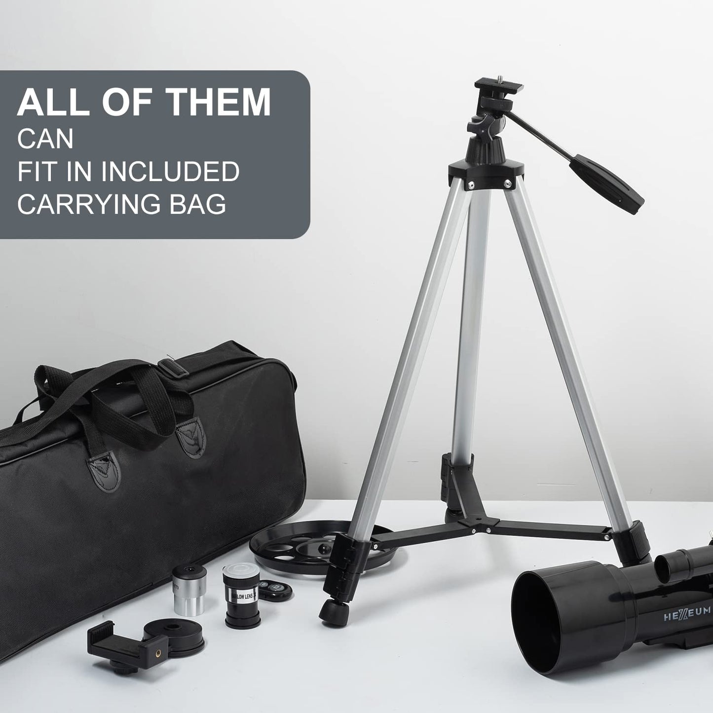 Telescope 70mm Aperture 500mm - for Kids & Adults Astronomical Refracting Telescopes AZ Mount Fully Multi-Coated Optics, with Diagonal Mirror Phone Adapter, Carrying Bag, Wireless Remote Black