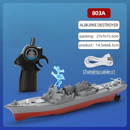 Remote Control Warship RC Military Battleship 2.4GHz Remote Control Boat for Lakes and Rivers RC Armed Arleigh Burke Class Destroyer Model with Low Battery Reminder for Adults