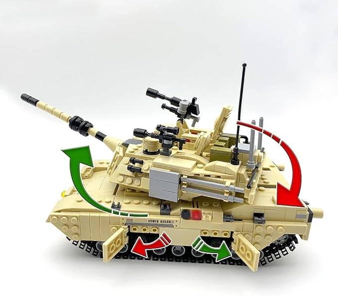dOvOb Army Tank Building Block(1080 PCS)WW2 Military M1A2 Abrams Tank Model with Soldier FiguresToys Gifts for Kid and Adult