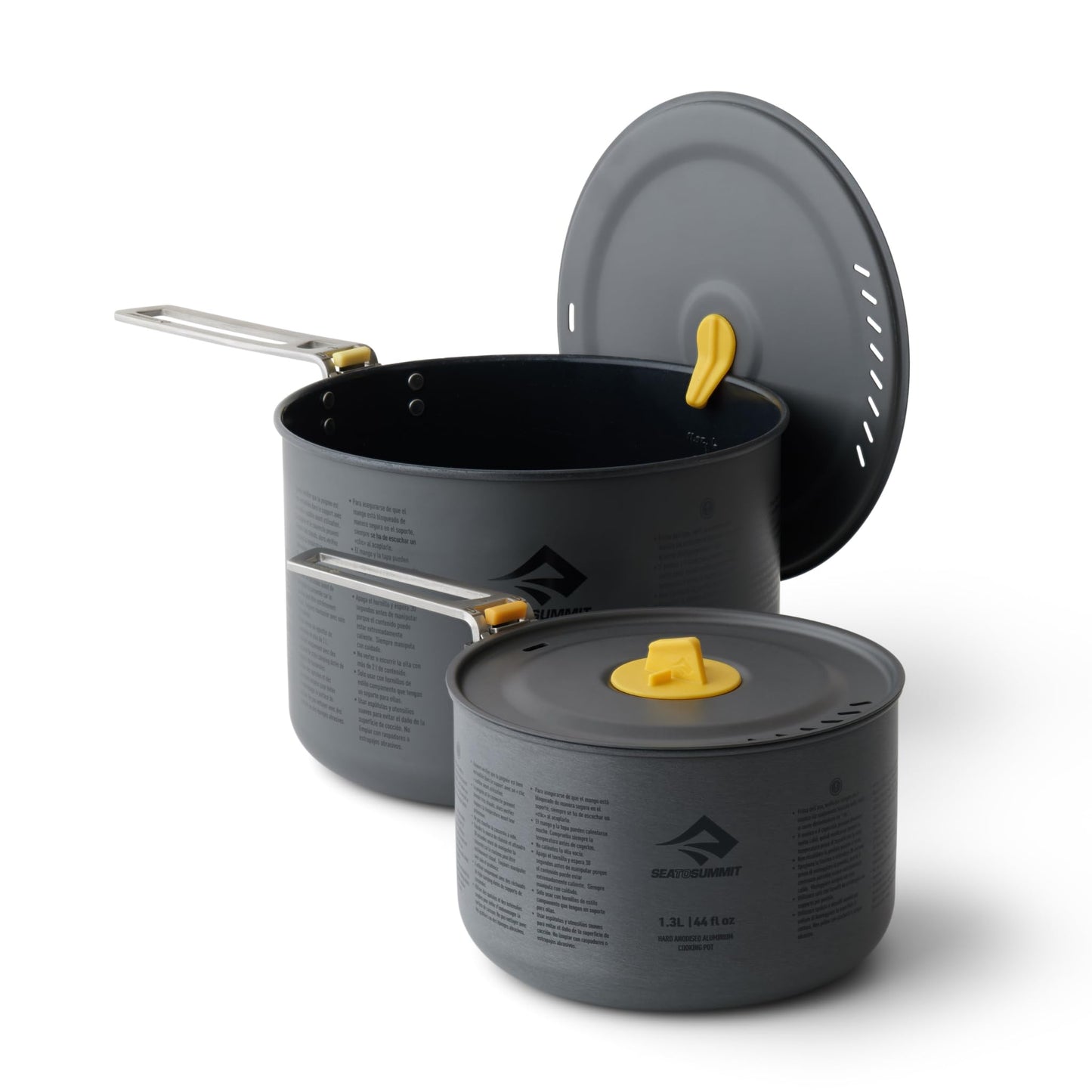 Sea to Summit Frontier Ultralight Two Pot Set for Camping, 1.3-Liter Pot and 3-Liter Pot