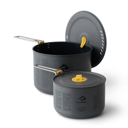 Sea to Summit Frontier Ultralight Two Pot Set for Camping, 1.3-Liter Pot and 3-Liter Pot