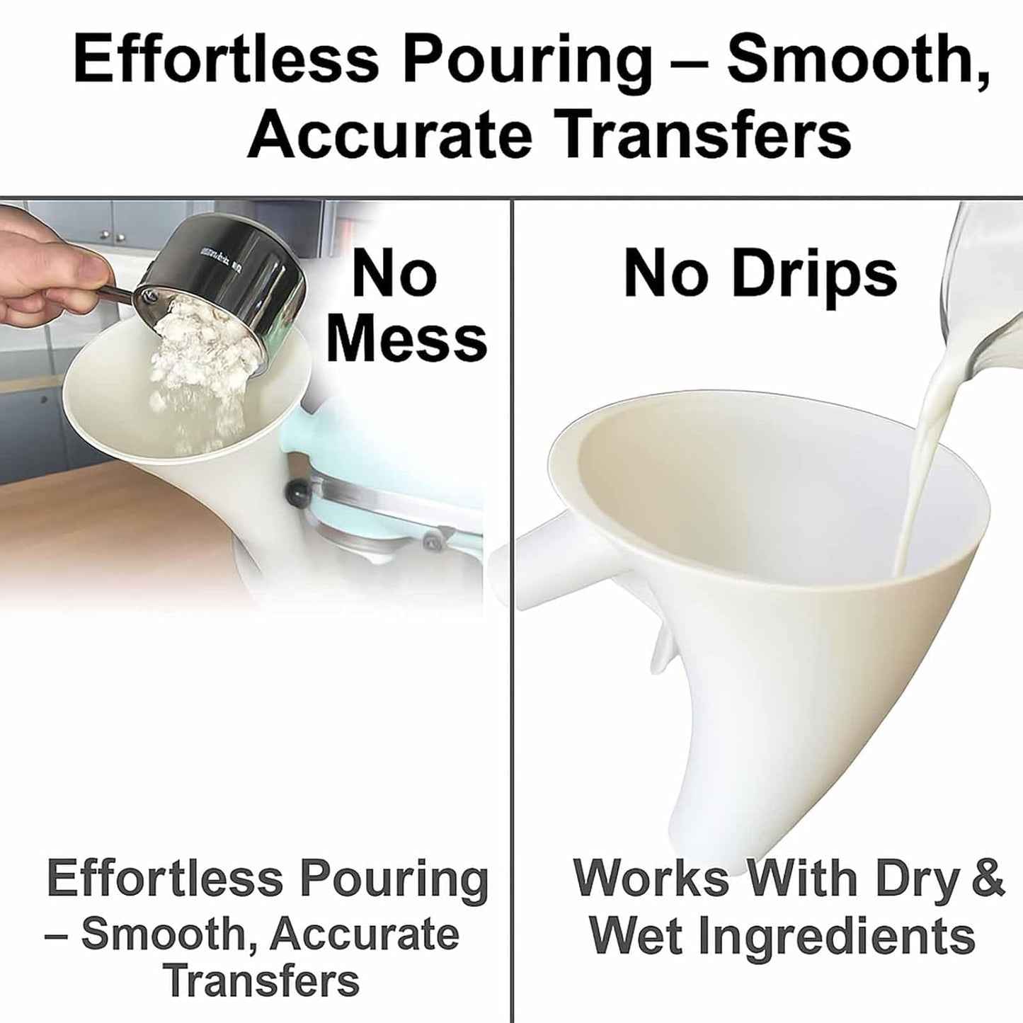 KitchenAid Flour Funnel - Durable Pouring Chute for Tilt-Head 4.5-5 Qt Mixers | Dishwasher-Safe Baking Tool
