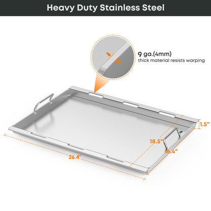 Stanbroil Stainless Steel Flat Top Griddle, Full-Size Griddle Insert for Weber Genesis II and Genesis II LX 300 Series Gas Grill