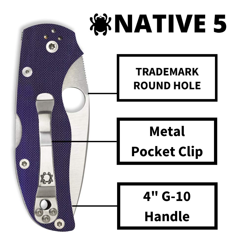 Spyderco Native 5 Signature Knife with 2.95" CPM S110V Steel Blade and Dark Blue G-10 Handle - PlainEdge - C41GPDBL5