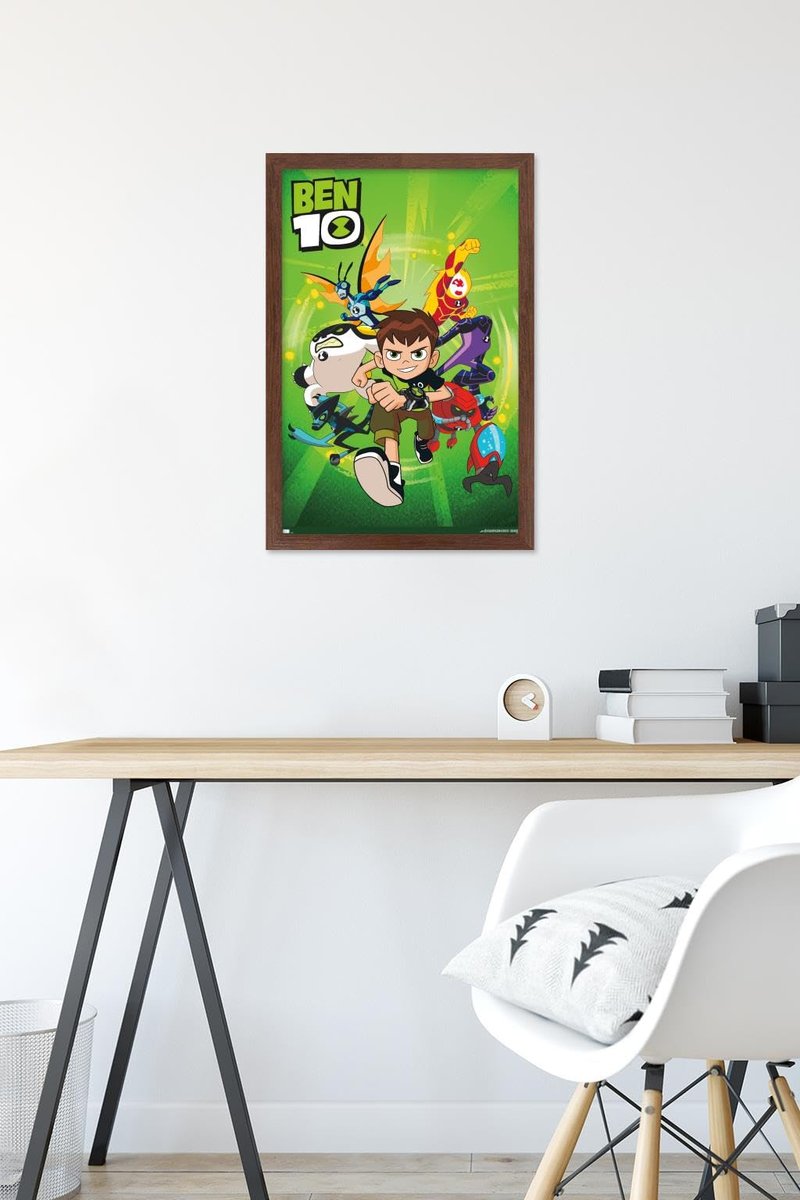 Ben 10 - Group Wall Poster, 22.4L" x 14.7W", Mahogany Framed Version