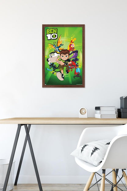 Ben 10 - Group Wall Poster, 22.4L" x 14.7W", Mahogany Framed Version