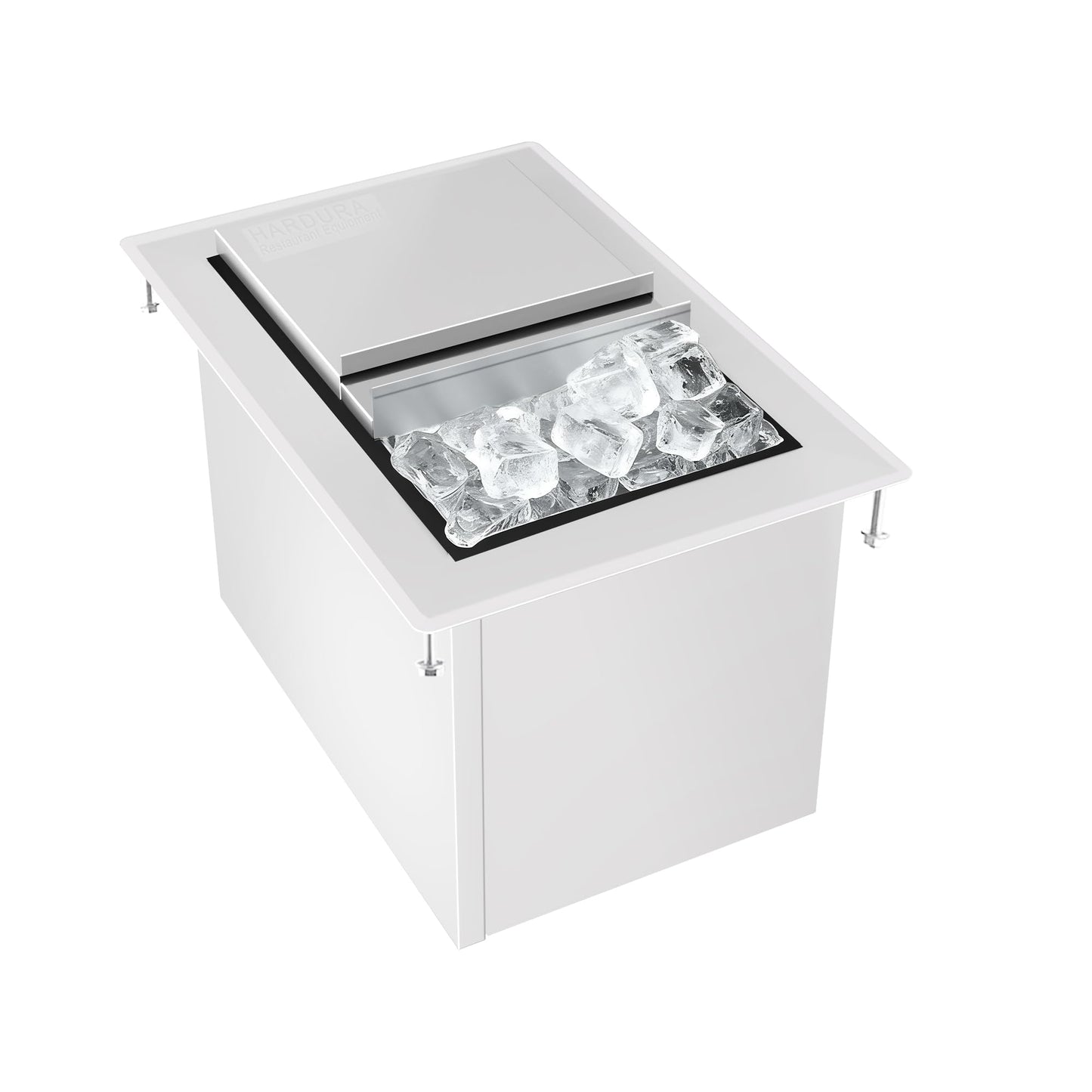 HARDURA Drop-in Stainless Steel Ice Bin, Commercial Insulated Ice Chest with Sliding Cover for Storing Ice Cold Wine Beer