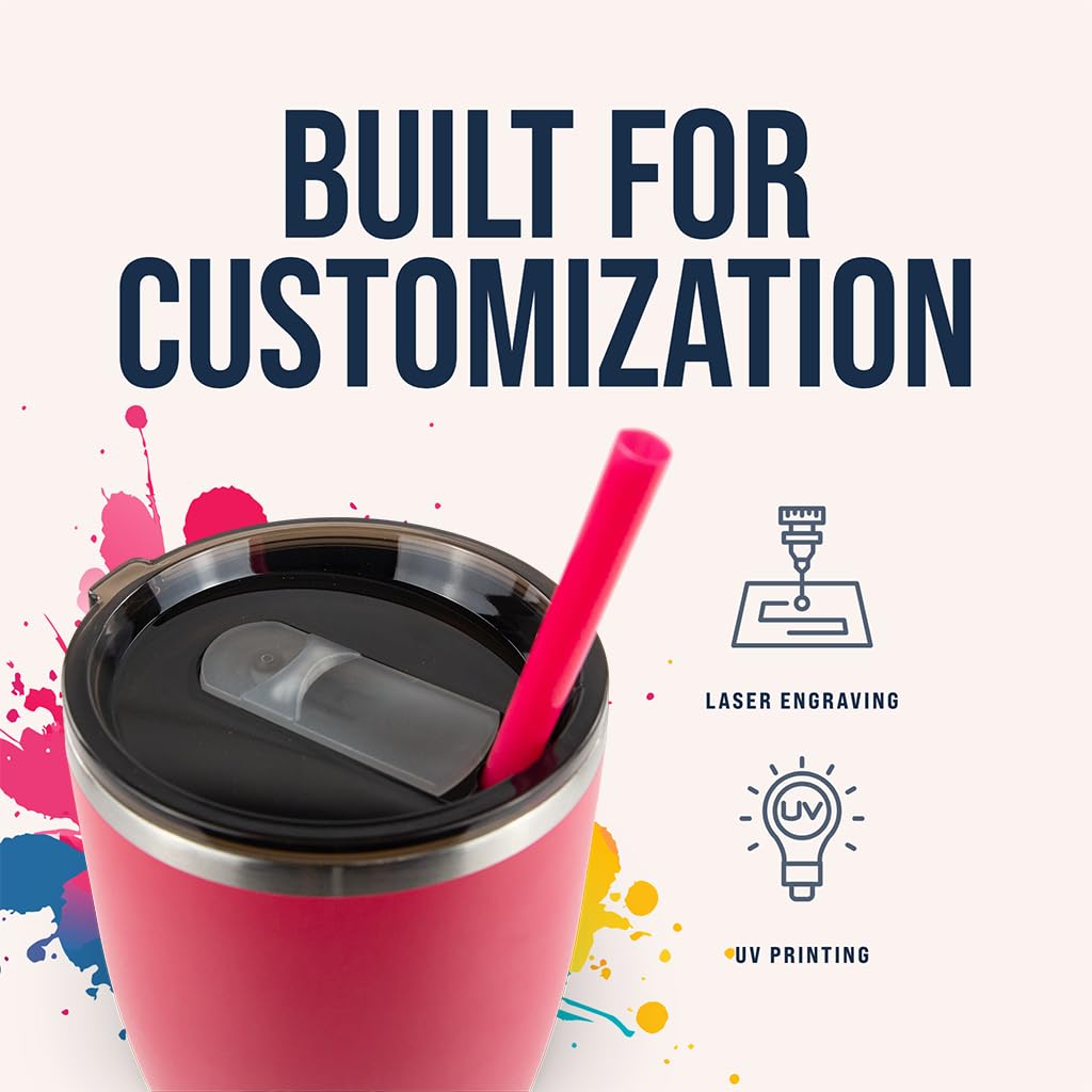 Hogg 30 oz Modern Curve Case (24 Units) - Hot Pink, Powder Coated Tumblers for Laser Engraving, Engravable Tumblers Bulk, Stainless Steel Cups Bulk, Insulated Cups with Lids and Straws