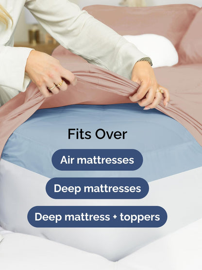 Skiennix Extra Deep Cal King Sheet Set | 6-Piece Breathable Cooling Bedding - Soft, Wrinkle-Free, Mauve