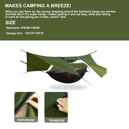 3-in-1 Camping Hammock Tent with Rain Fly, Quick-Zip Door & Curved Poles – Lightweight Shelter with Mosquito Net