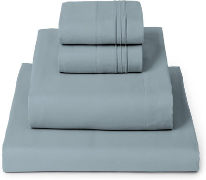 Mellanni Queen Sheets Set - 4 PC Hotel Luxury Bedding | Extra Soft, Cooling, Wrinkle-Resistant (Spa Blue)