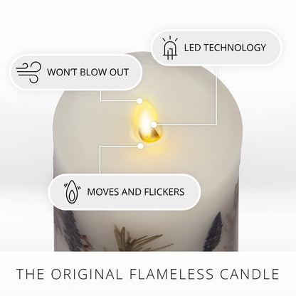 Luminara Realistic Artificial Moving Flame Pillar Candle with Lavender & Rosemary Inclusion - Moving Flame LED Battery Operated Lights - Remote Ready - Remote Sold Separately - 3.25" x 6.5"