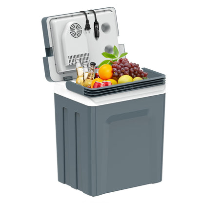 SHAREWIN 25L Portable Electric Cooler & Warmer, Small Refrigerator with Handle, 110V AC and 12V DC Car Fridge, Camping/Outdoor/Travel Cooler for Vehicles & Trucks, Grey