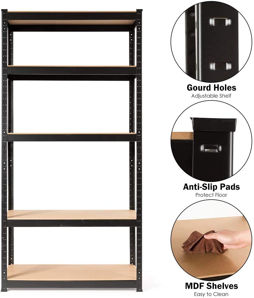 ReunionG 5-Shelf Metal Shelving Unit, Heavy Duty Storage Rack, Steel Organizer Shelves, Bolt-Free Assembly Adjustable Shelves, 36''L X 18''W X 72''H
