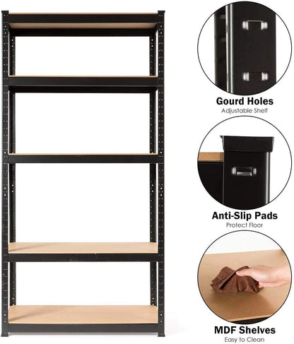 ReunionG 5-Shelf Metal Shelving Unit, Heavy Duty Storage Rack, Steel Organizer Shelves, Bolt-Free Assembly Adjustable Shelves, 36''L X 18''W X 72''H
