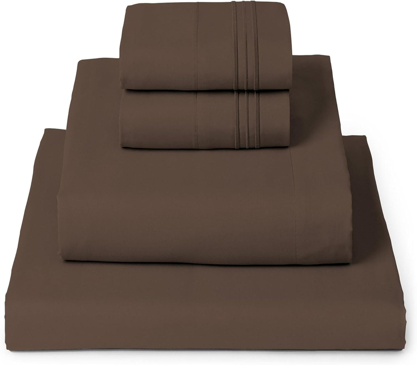 Mellanni King Sheets Set - 4 PC Luxury Bedding Collection | Extra Soft, Cooling, Wrinkle-Resistant (King, Brown)