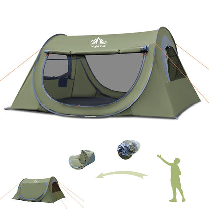 Night Cat Pop-up Camping Tent with Inflatable Double Sleeping Pad Double Sleeping Bag for 2 Persons Tent Combo Set