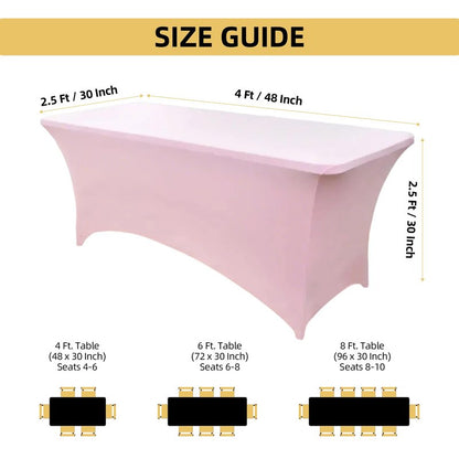 ZarzaaSik 6-Pack 8ft Spandex Table Covers for Rectangle Folding Tables - Washable Elastic Tablecloth - Ultimate Fitted Table Protector for Birthday Parties, Trade Shows, Banquet