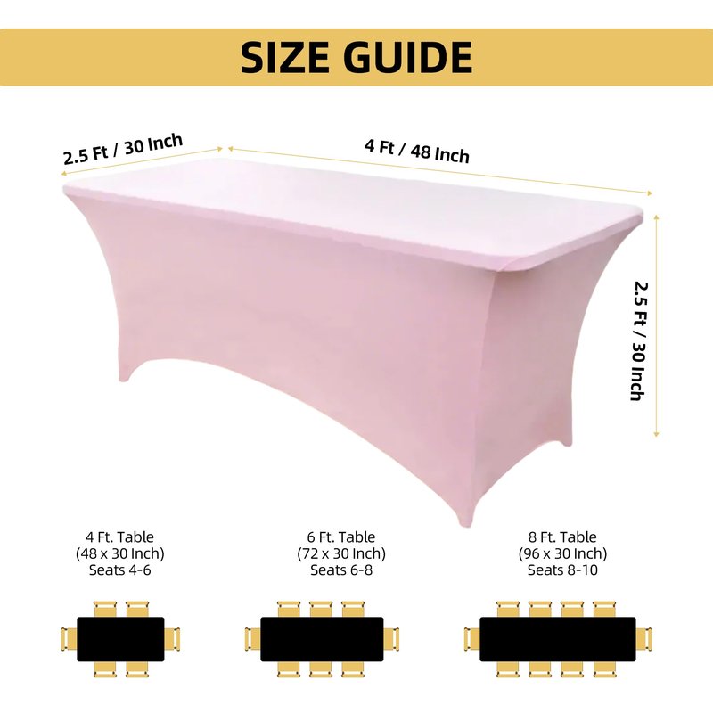 ZarzaaSik 2-Pack 4ft Spandex Table Covers for Rectangular Folding Tables - Wrinkle Resistant Stretch Tight Table Cloths - Ultimate Fitted Table Protector for Parties, Banquet, and Wedding