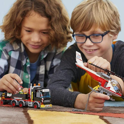 EGO City Heavy Cargo Transport 60183 Toy Truck Building Kit with Trailer Toy Helicopter and Construction Minifigures for Creative Play (310 Pieces)