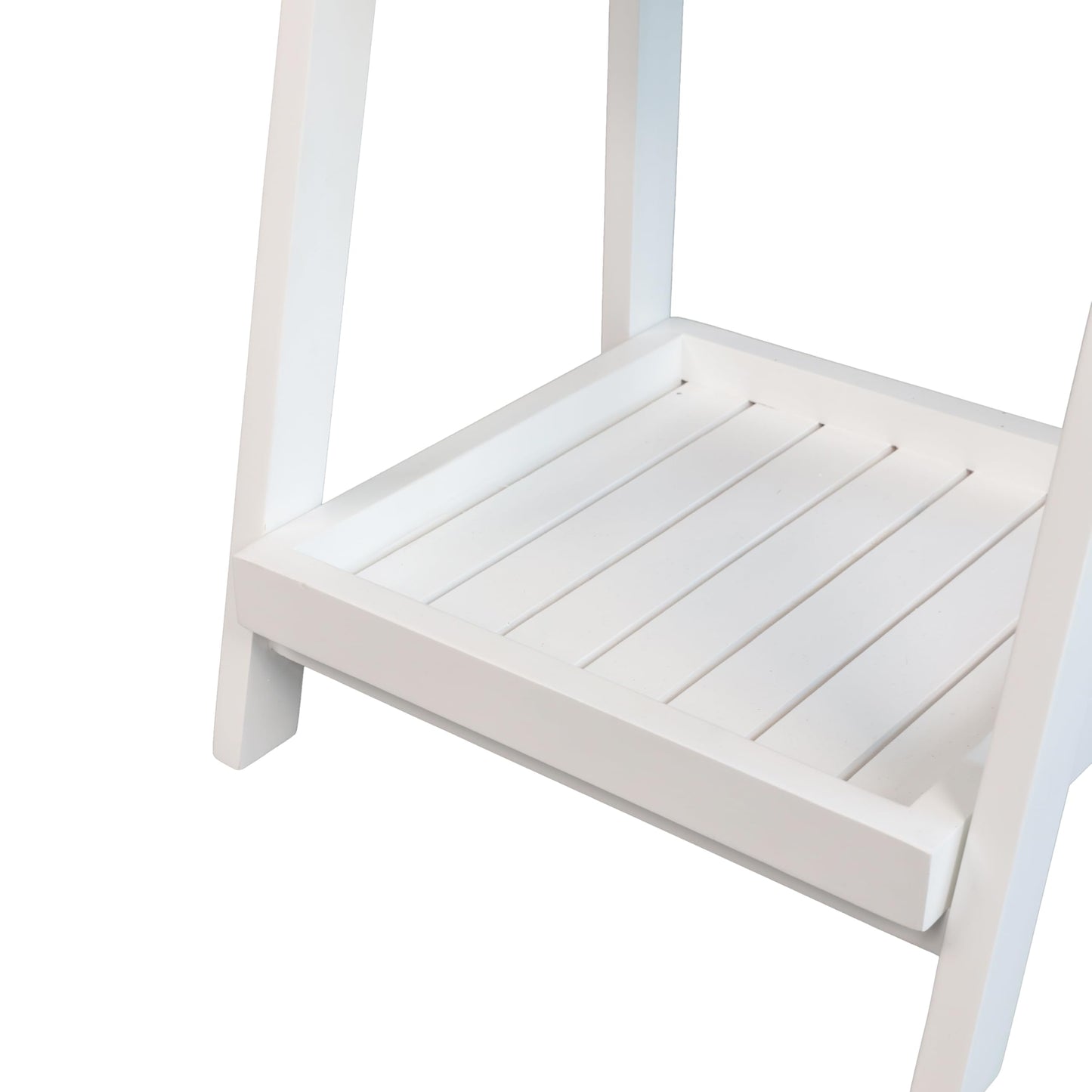 happimess SHF2008W Everett 48 in. H Minimalist Handcrafted Acacia Wood 4-Tier Indoor/Outdoor Folding Display Ladder Storage Rack and Plant Stand, White